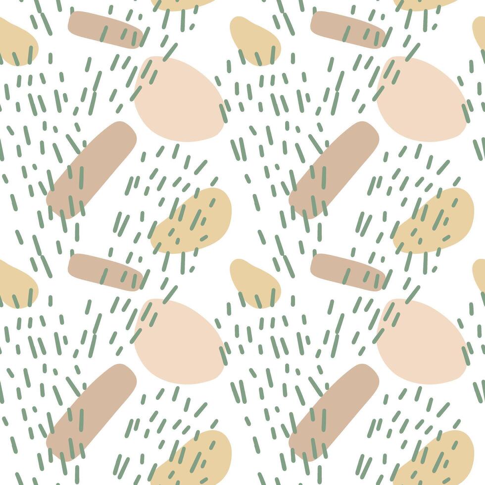 Abstract shapes vector seamless pattern, textile design, wallpaper, wrapping, repeatable, oval. lines, square, pastel colors, natural