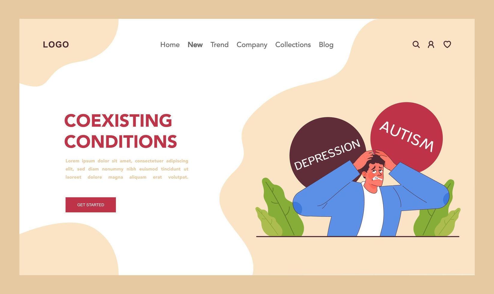 Neurodiversity web banner or landing page. Cognitive development vector