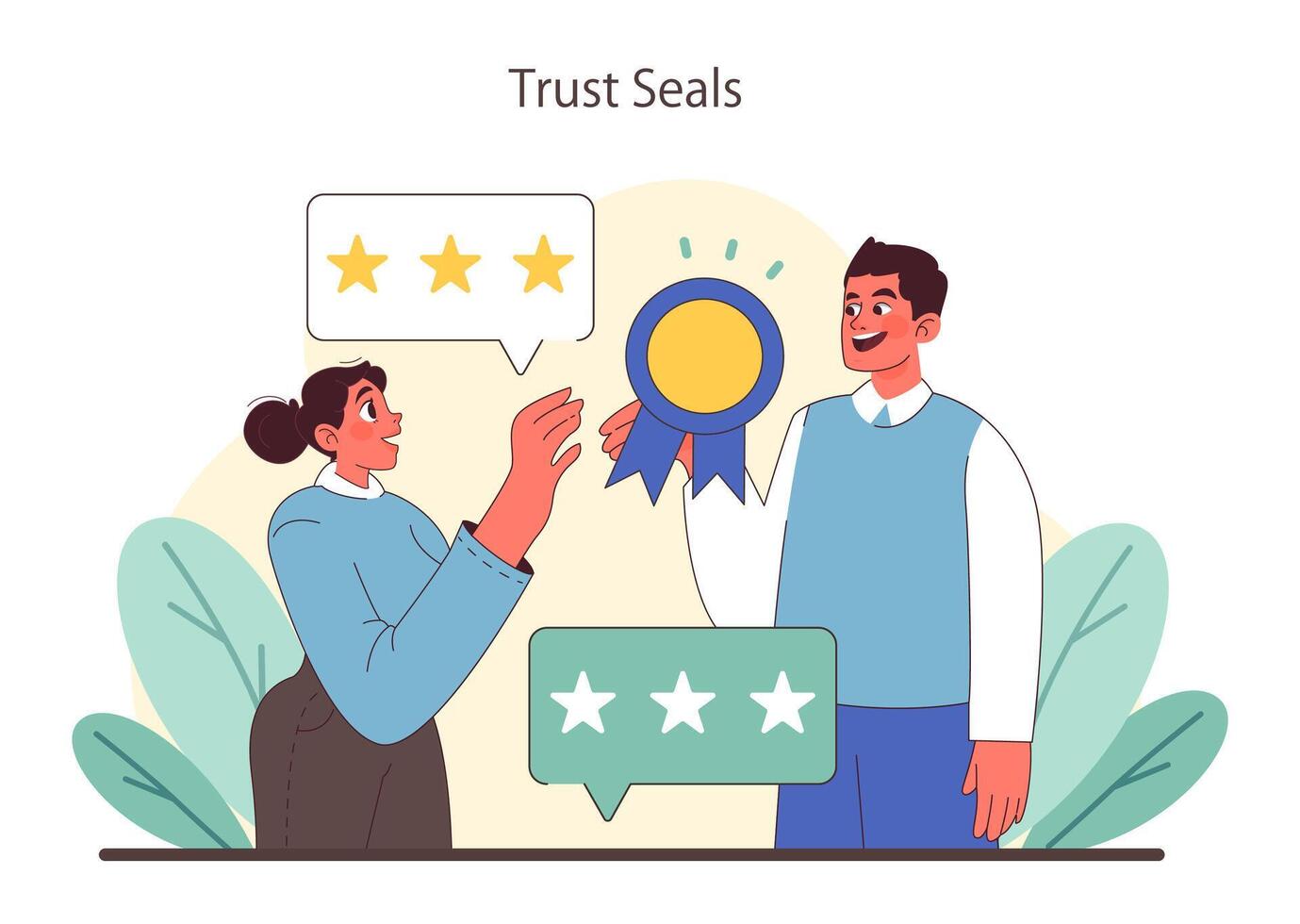 Trust Seals concept. Awarding excellence with verified ratings. vector