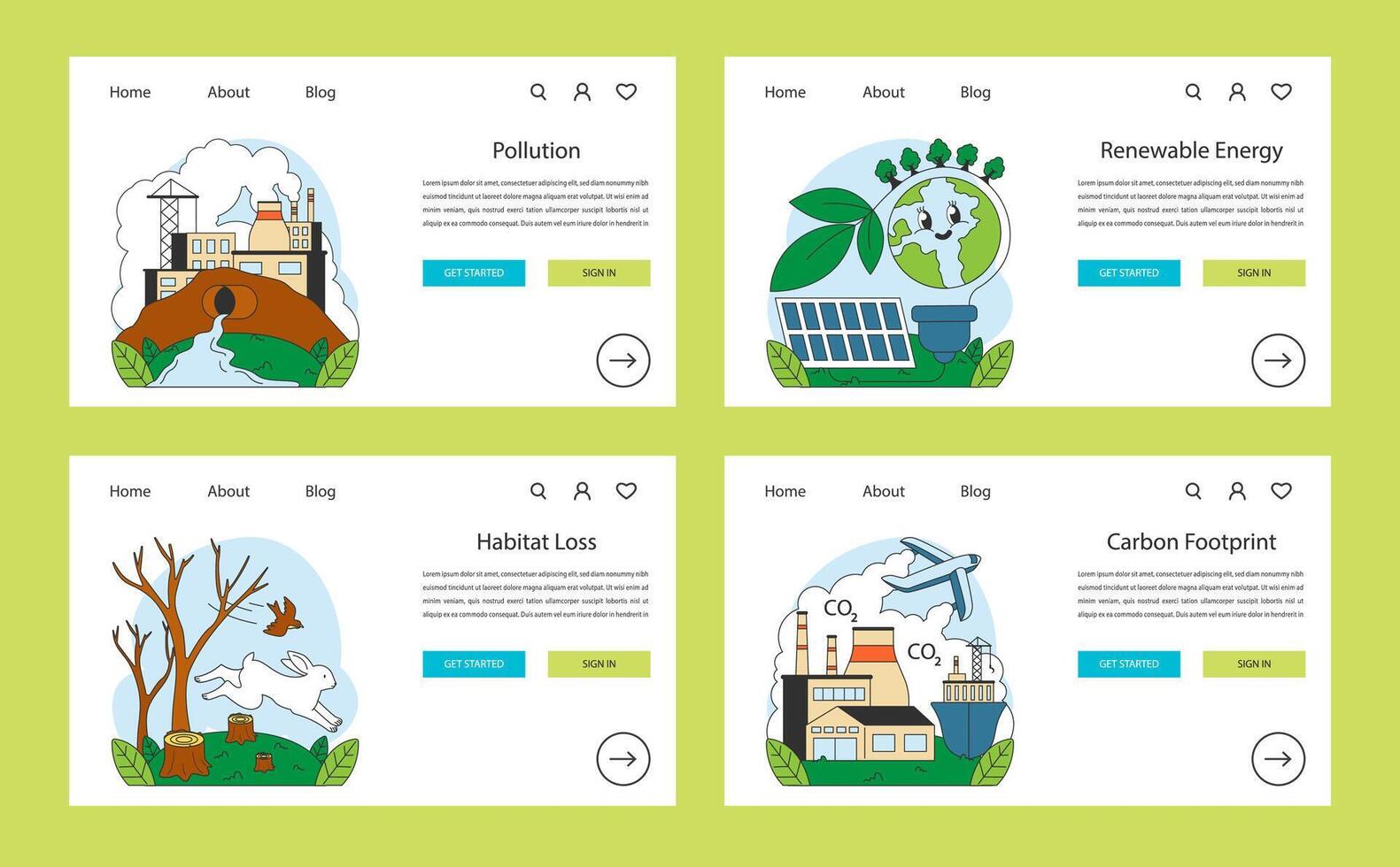 ecología web bandera o aterrizaje página colocar. humano influencia. ambiente vector