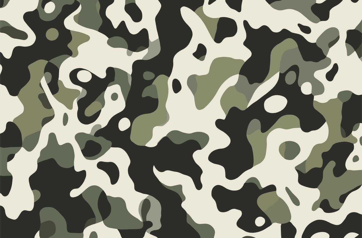 Ejército camuflaje impresión tela, en el estilo de biomórfico abstracción, borde duro color campo, naturalista animal pinturas, oscuro blanco y ligero verde, bajo resolución, grande escala abstracción vector