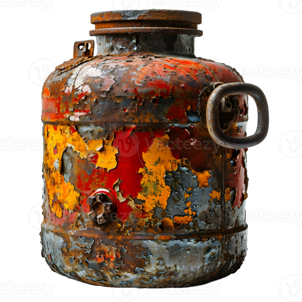 AI generated Old and Rusty Gas Cylinder Isolated on Transparend Background. Gas Tank or LPG gas Bottle. Generative Ai png