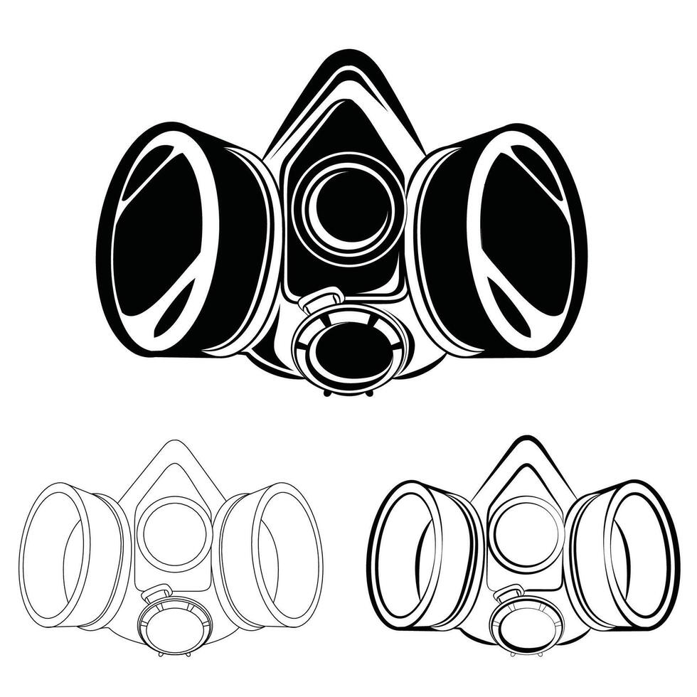 Gass Mask Half Face - 3 Versions vector