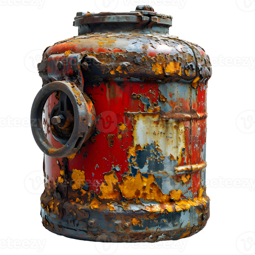 AI generated Old and Rusty Gas Cylinder Isolated on Transparend Background. Gas Tank or LPG gas Bottle. Generative Ai png