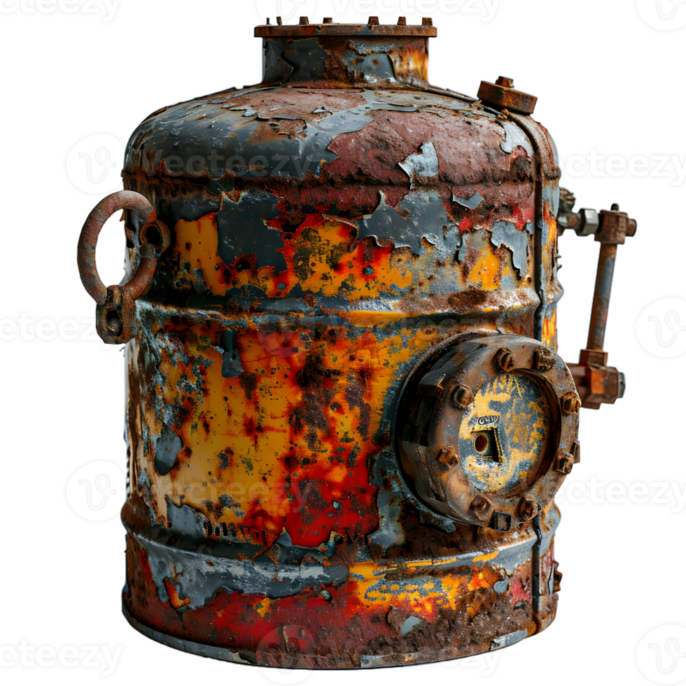 AI generated Old and Rusty Gas Cylinder Isolated on Transparend Background. Gas Tank or LPG gas Bottle. Generative Ai png