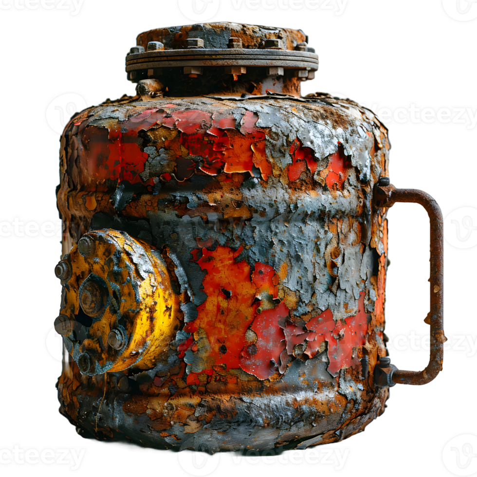 AI generated Old and Rusty Gas Cylinder Isolated on Transparend Background. Gas Tank or LPG gas Bottle. Generative Ai png
