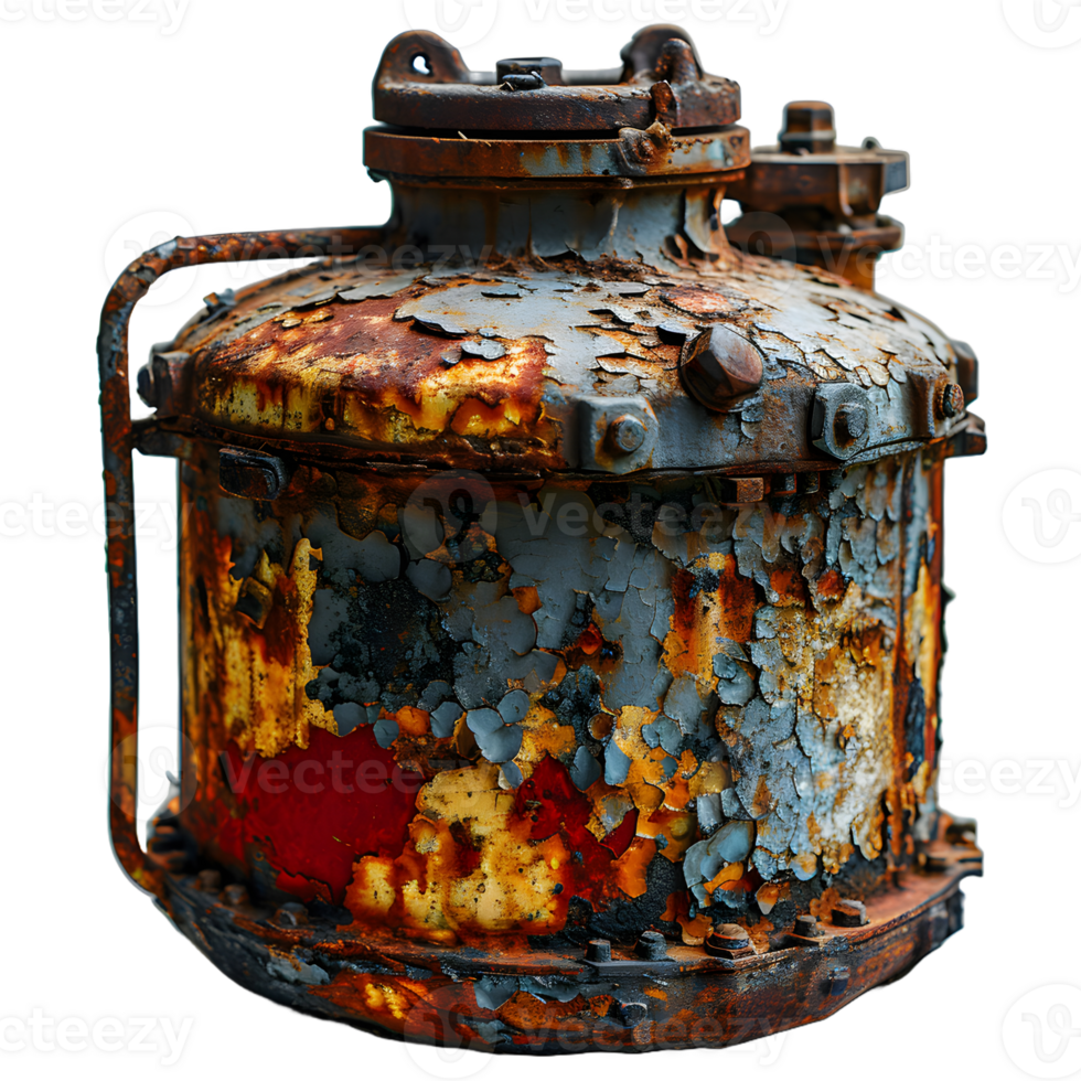 AI generated Old and Rusty Gas Cylinder Isolated on Transparend Background. Gas Tank or LPG gas Bottle. Generative Ai png