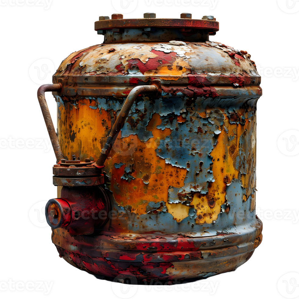 AI generated Old and Rusty Gas Cylinder Isolated on Transparend Background. Gas Tank or LPG gas Bottle. Generative Ai png