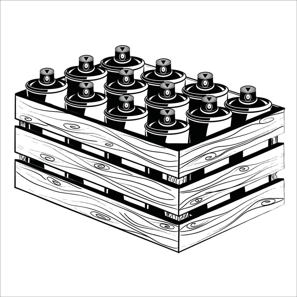 Crate of Spray Cans vector