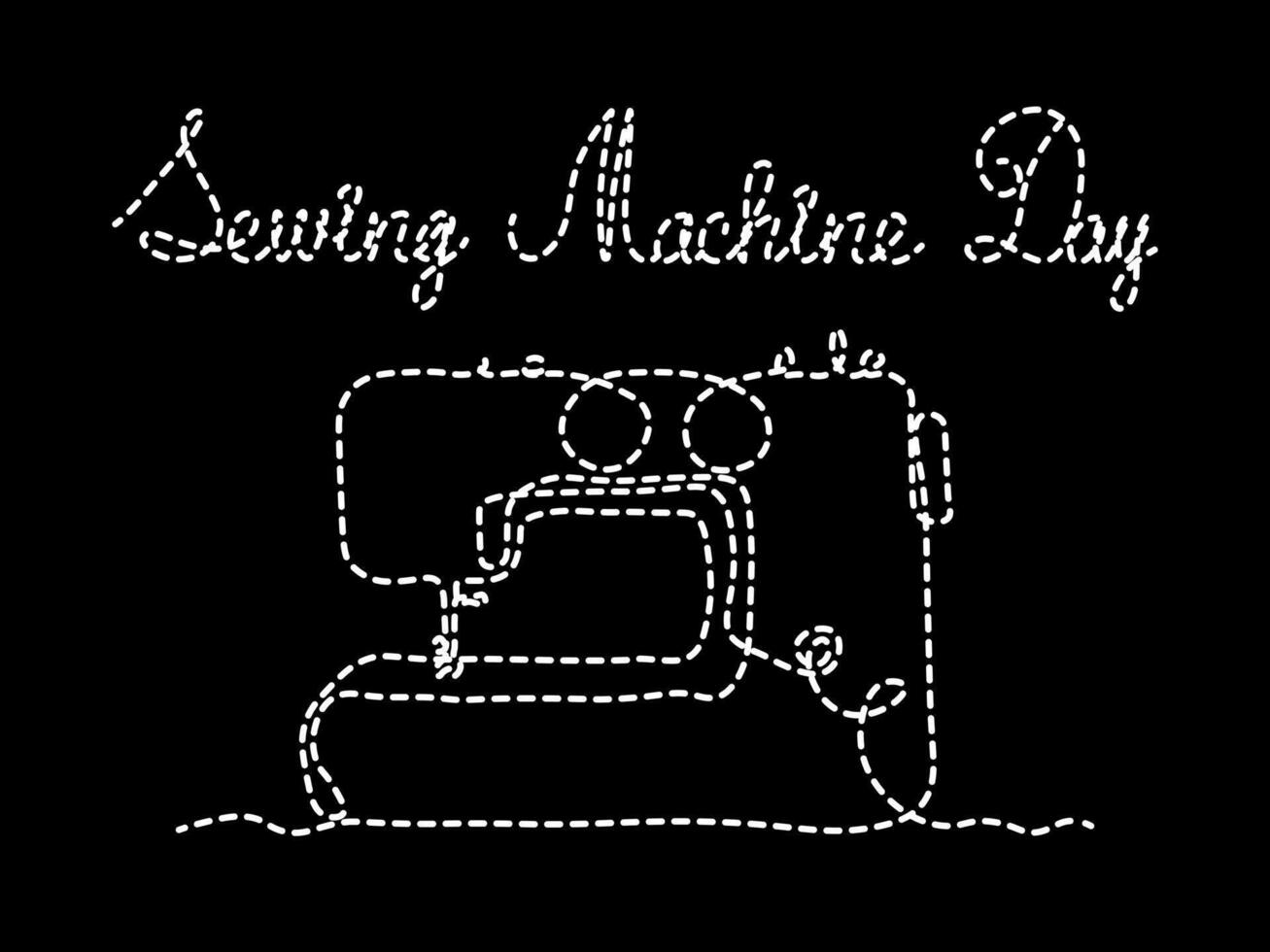 Sewing Machine Day. abstract sewing machine,continuous single line art hand drawing sketch vector