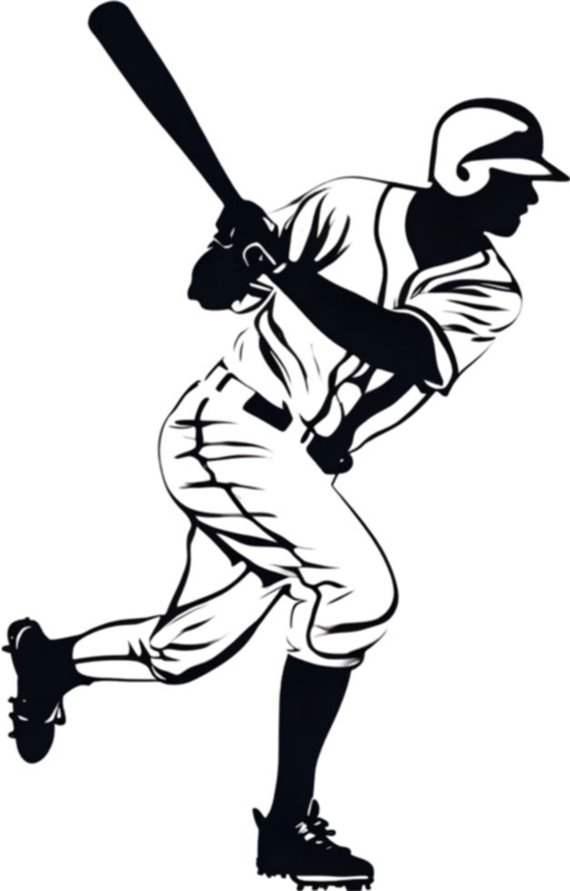 AI generated Silhouette icon of a baseball player. png
