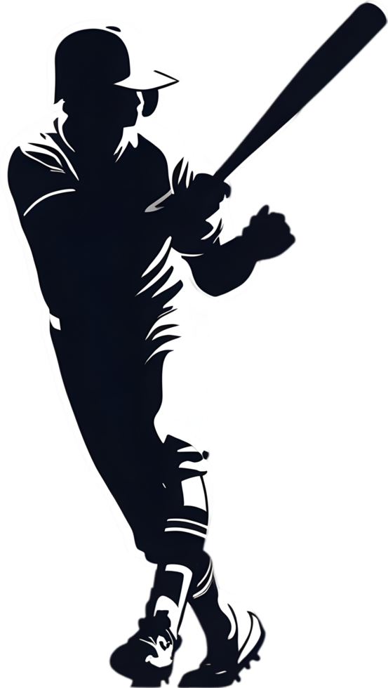 AI generated Silhouette icon of a baseball player. png