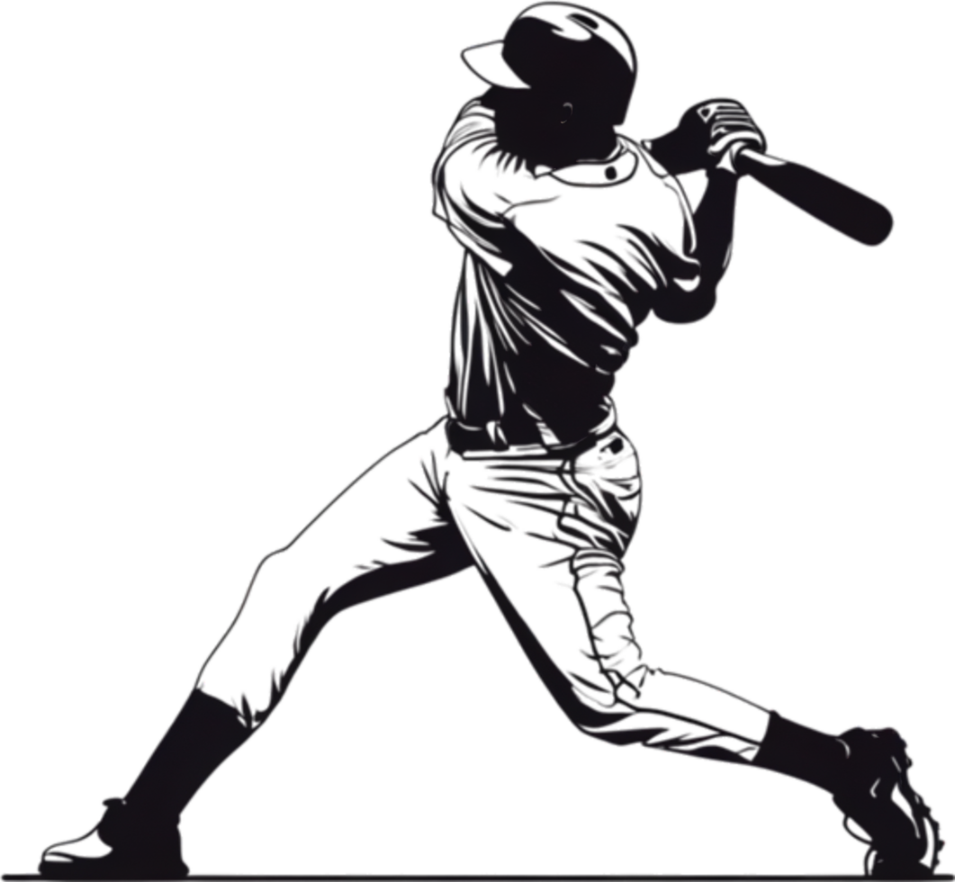 AI generated Silhouette icon of a baseball player. png