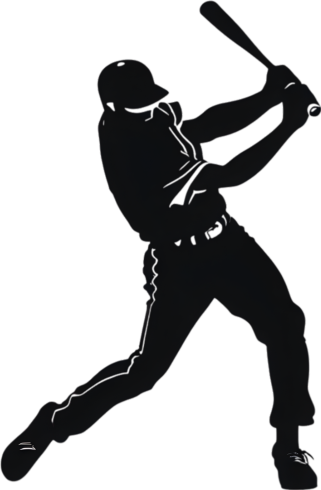 AI generated Silhouette icon of a baseball player. png