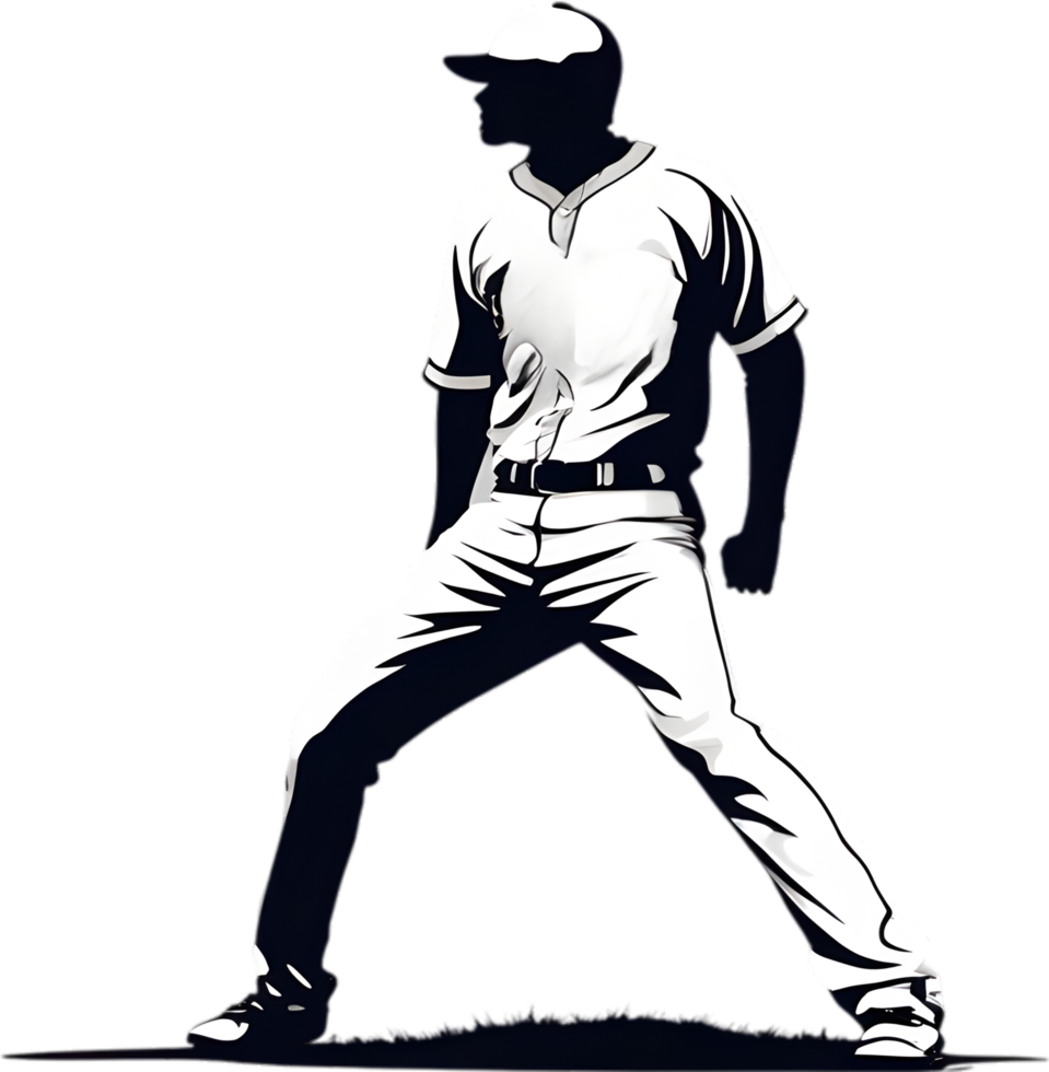 AI generated Silhouette icon of a baseball player. png