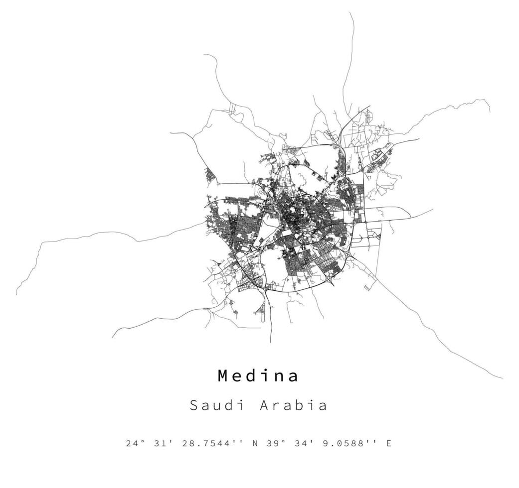 Medina,Saudi Arabia Urban detail Streets Roads Map vector
