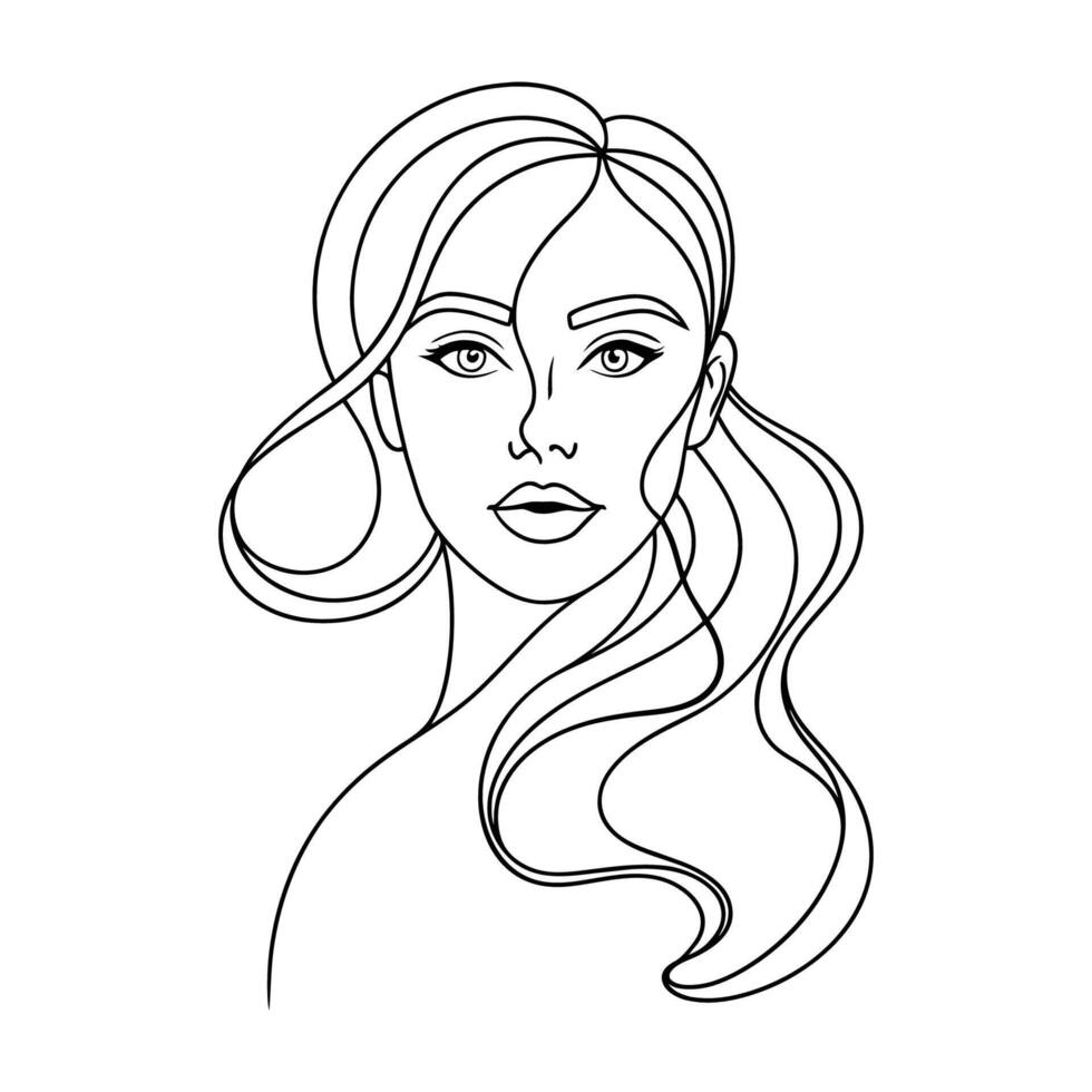 woman looking continuous line art vector illustrationwoman looking continuous line art vector illustration