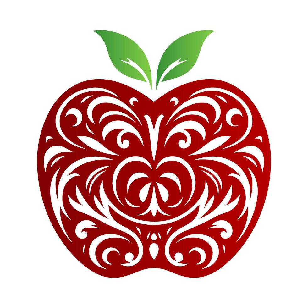 Illustration vector graphic of aesthetic patterned red apple with white background. Perfect for company industry logo. Designed by Dekreatif.Print