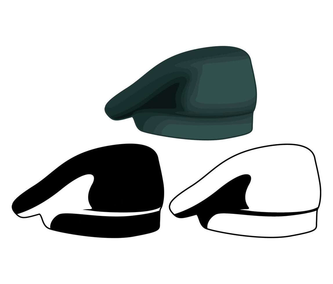 conjunto cauben sombrero. militar gorra icono vector ilustración