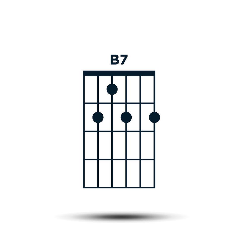b7, básico guitarra acorde gráfico icono vector modelo