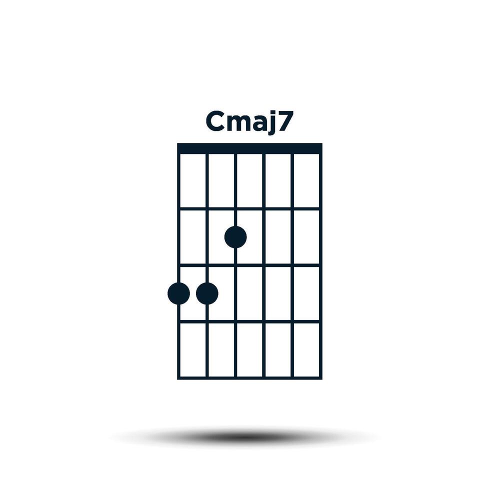 cmaj7, básico guitarra acorde gráfico icono vector modelo