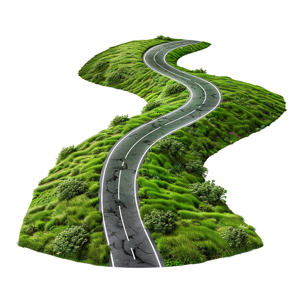 AI generated Road journey path isolated on transparent background png