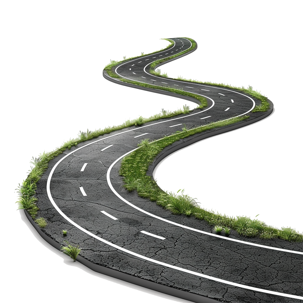 AI generated Road journey path isolated on transparent background png