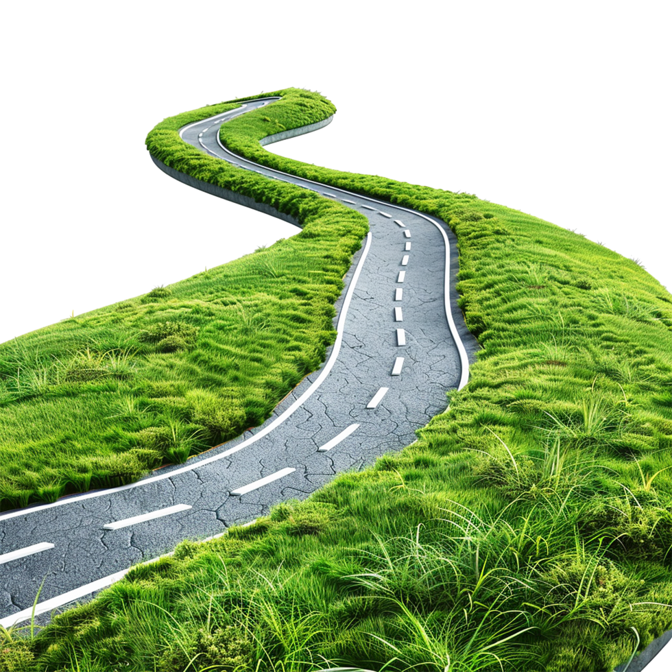 AI generated Road journey path isolated on transparent background png