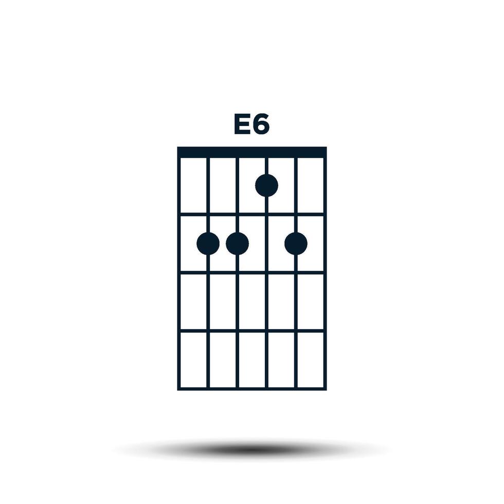 e6, básico guitarra acorde gráfico icono vector modelo