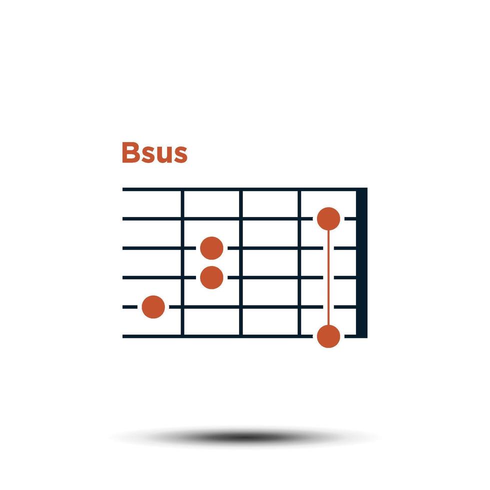 Bsus, Basic Guitar Chord Chart Icon Vector Template