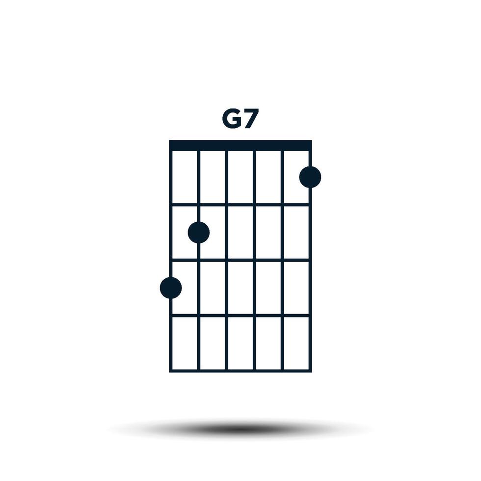 G7, Basic Guitar Chord Chart Icon Vector Template