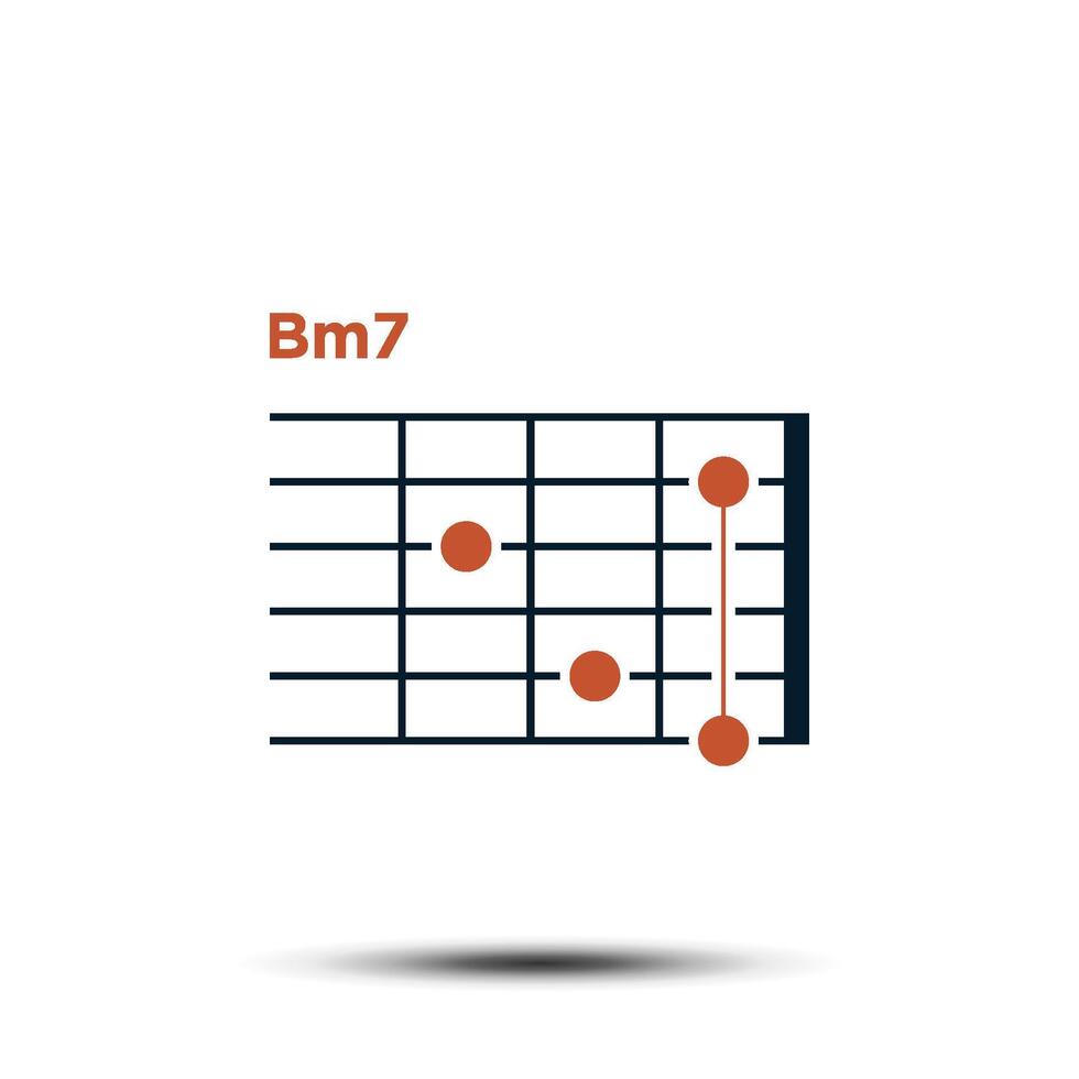 Bm7, Basic Guitar Chord Chart Icon Vector Template