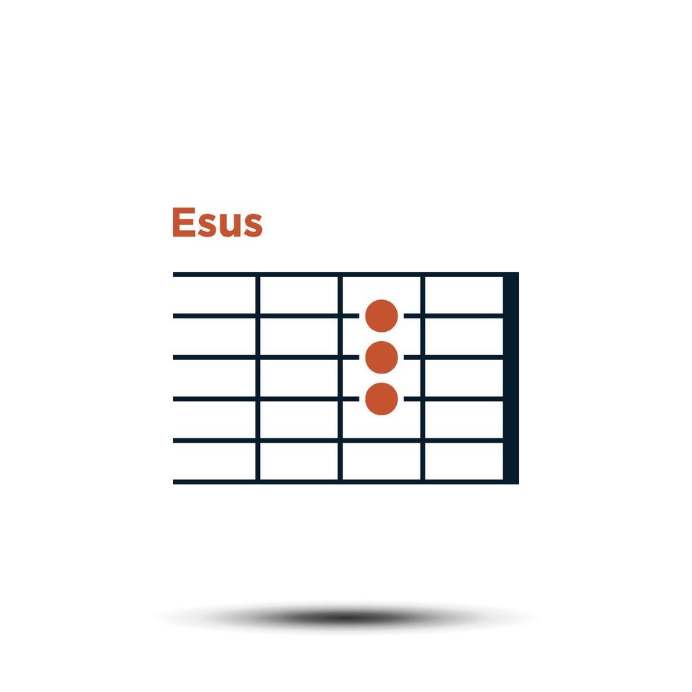 E sus, Basic Guitar Chord Chart Icon Vector Template