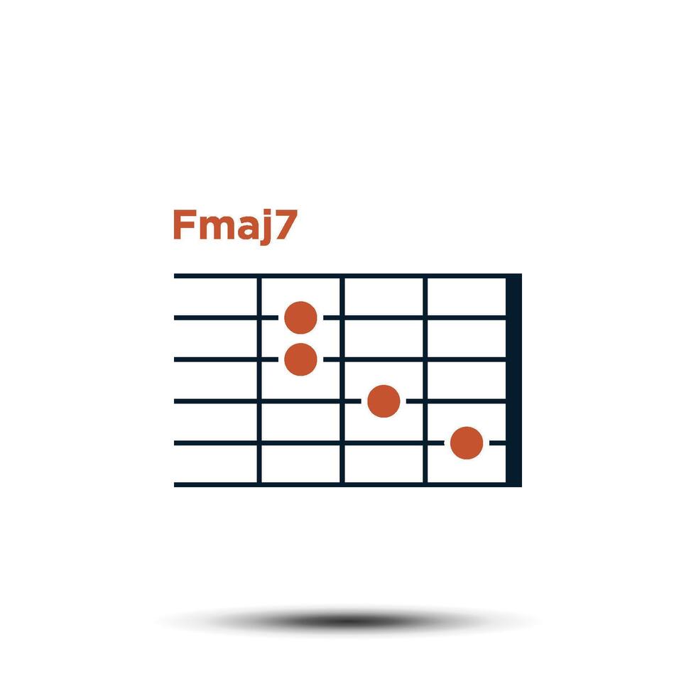 Fmaj7, Basic Guitar Chord Chart Icon Vector Template