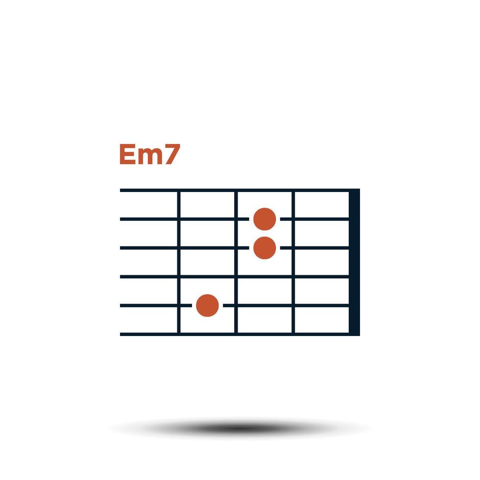 Em7, Basic Guitar Chord Chart Icon Vector Template