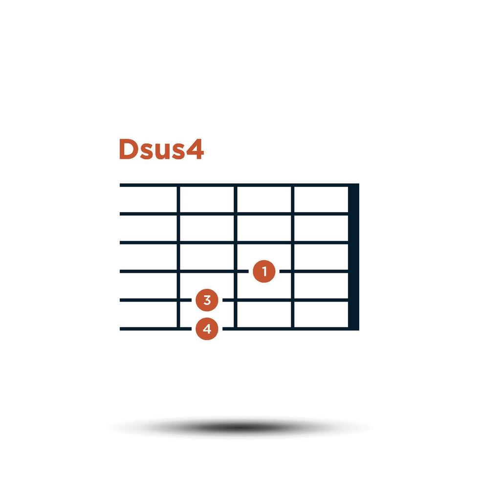 Dsus4, Basic Guitar Chord Chart Icon Vector Template