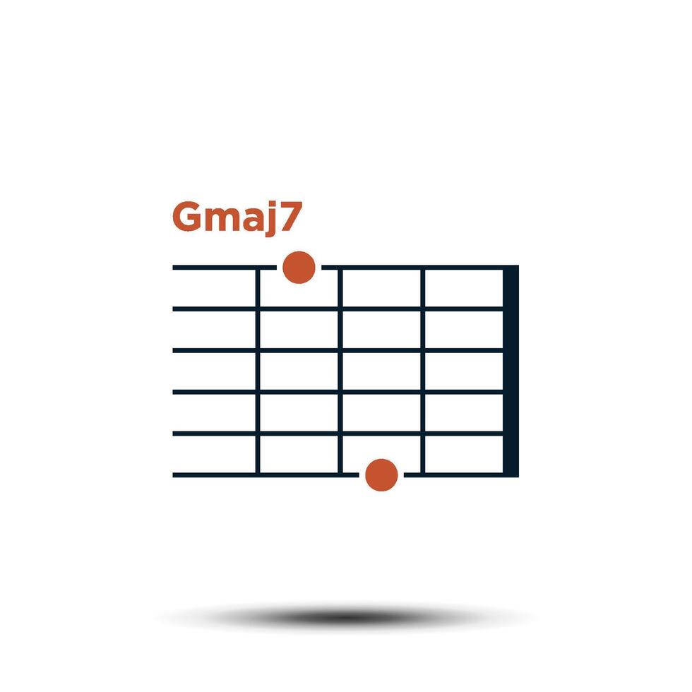 Gmaj7, Basic Guitar Chord Chart Icon Vector Template