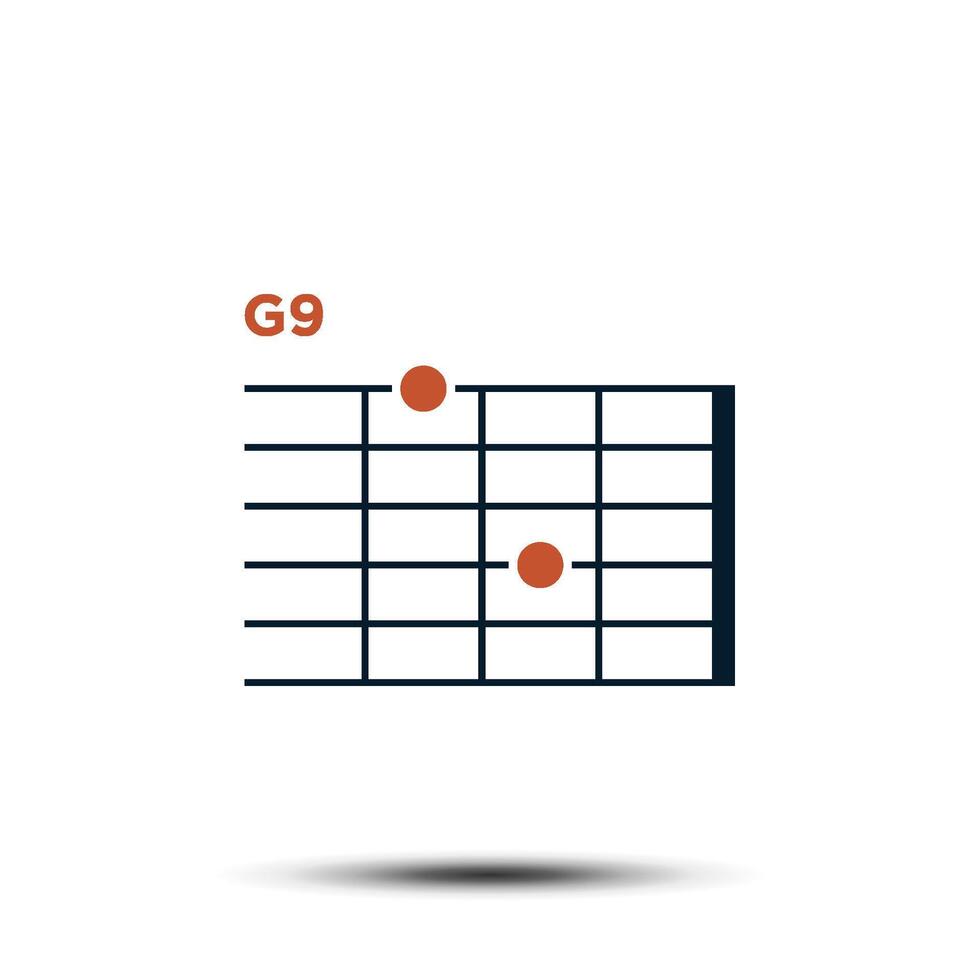G9, Basic Guitar Chord Chart Icon Vector Template
