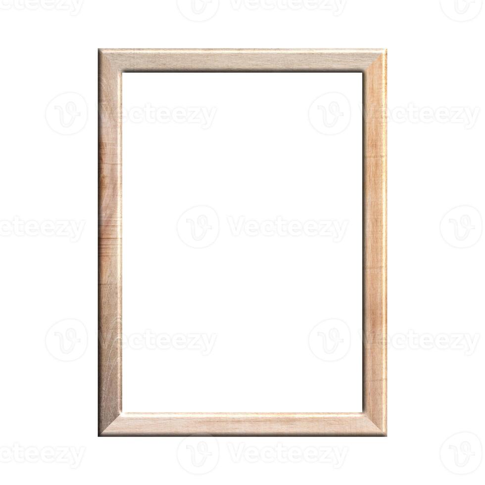 wooden frame with isolated white background. front view of classic wooden frame. for A4 image or text. photo