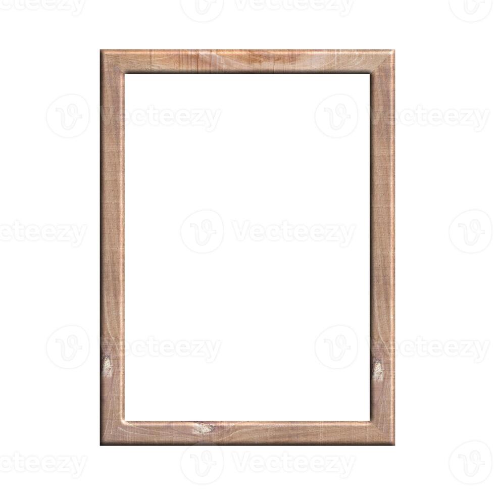 wooden frame with isolated white background. front view of classic wooden frame. for A4 image or text. photo