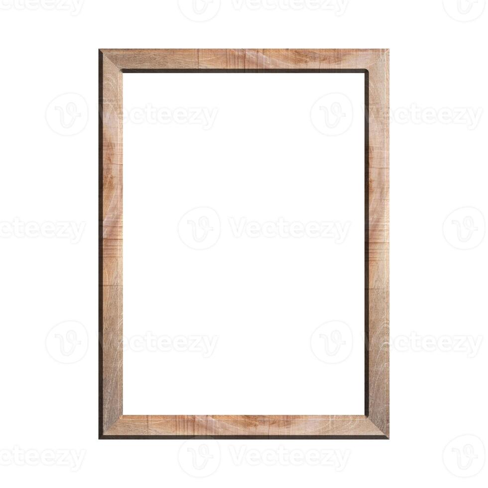 wooden frame with isolated white background. front view of classic wooden frame. for A4 image or text. photo