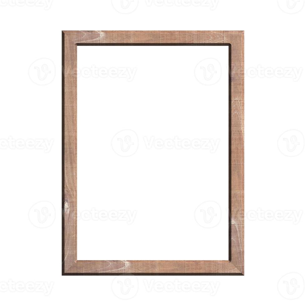 wooden frame with isolated white background. front view of classic wooden frame. for A4 image or text. photo