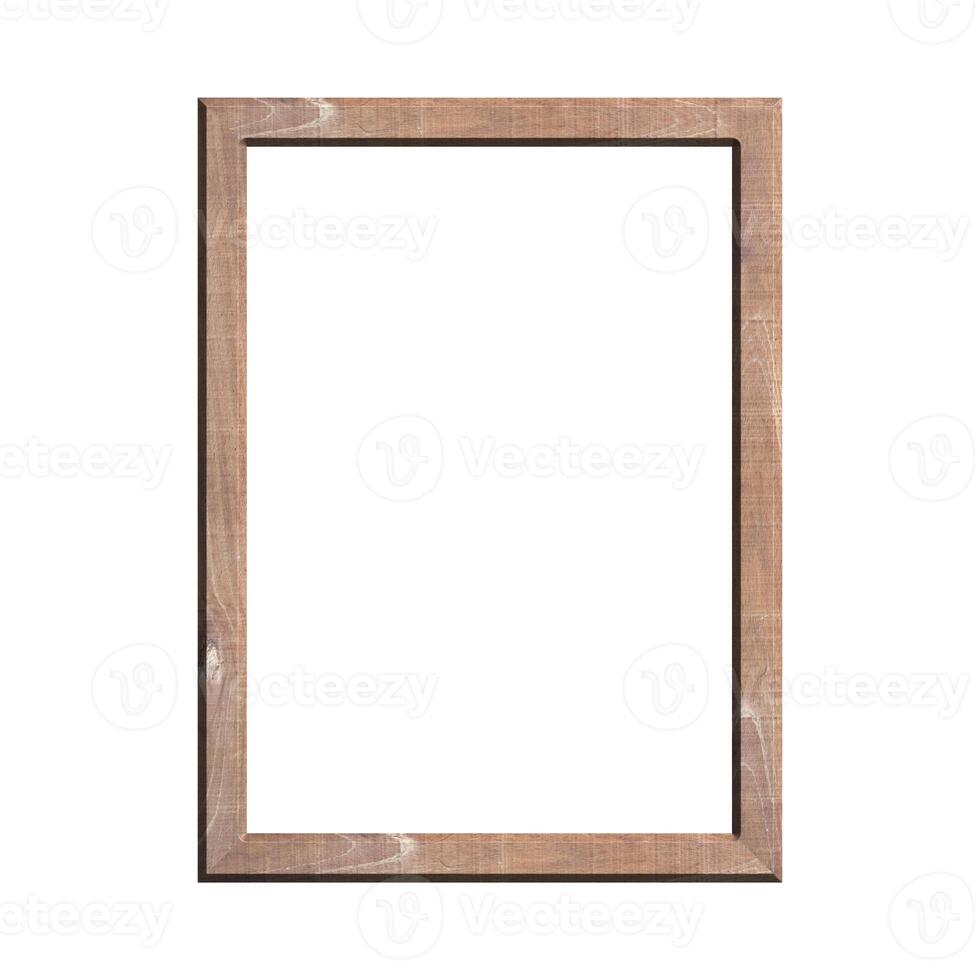 wooden frame with isolated white background. front view of classic wooden frame. for A4 image or text. photo