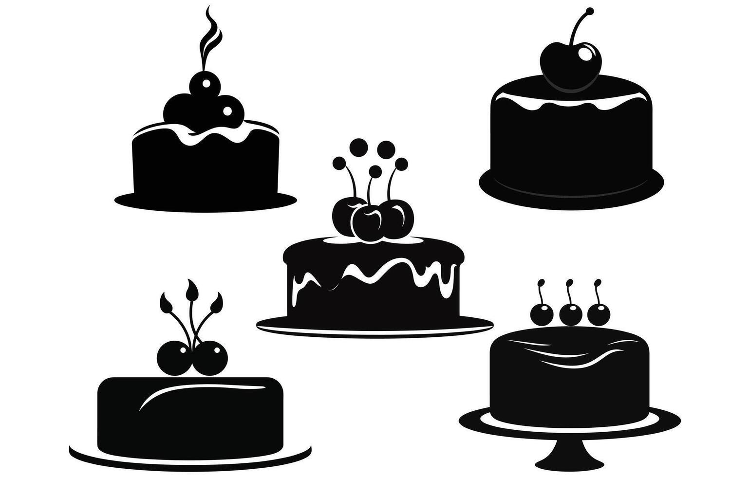 pequeño cumpleaños pastel con cereza, pastel icono sólido estilo vector