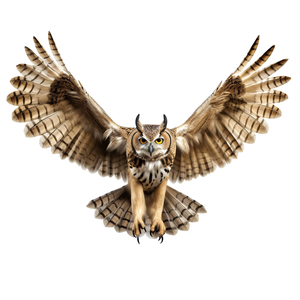 AI generated Owl spreading wingss png isolated on transparent background