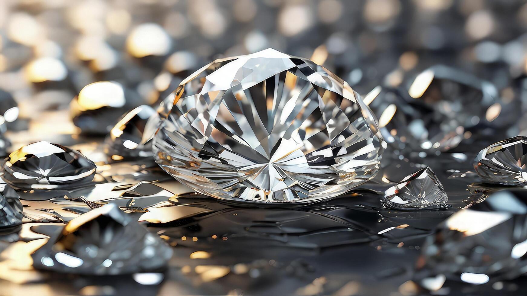 AI generated Brilliant Close-Up Image of Shimmering Diamonds photo