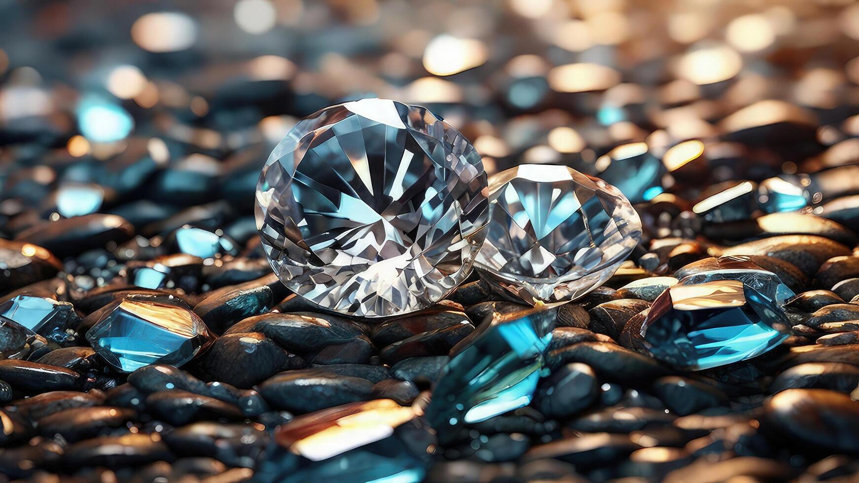 AI generated Radiant Close-Up View of Glittering Diamonds photo