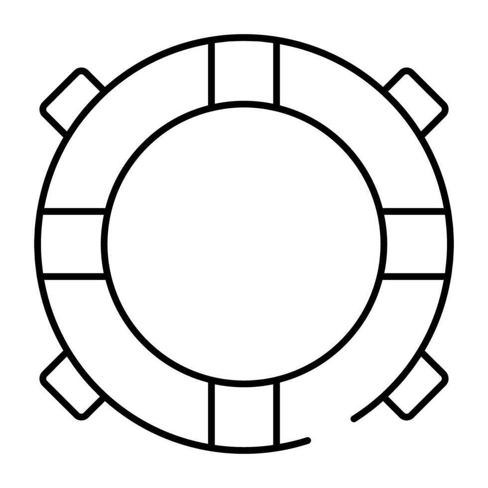 Inflatable rescue tube icon, linear design of lifebuoy vector