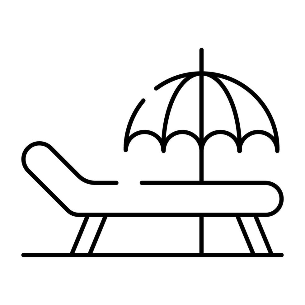 Relaxing chair with umbrella denoting concept of deck chair vector