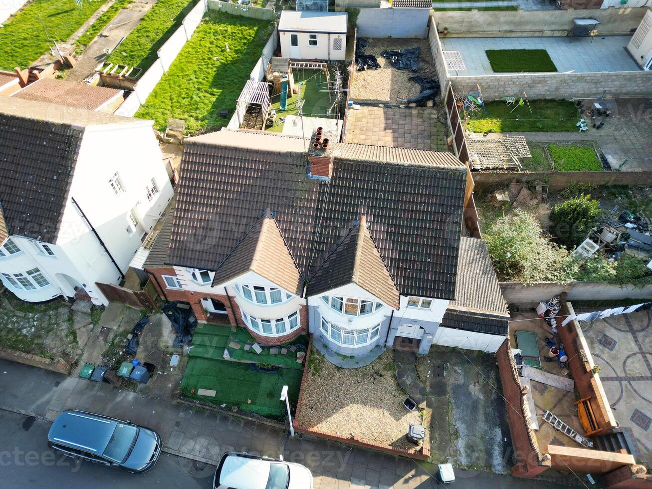 aéreo ver de británico pueblo y residencial distrito de lutón. foto